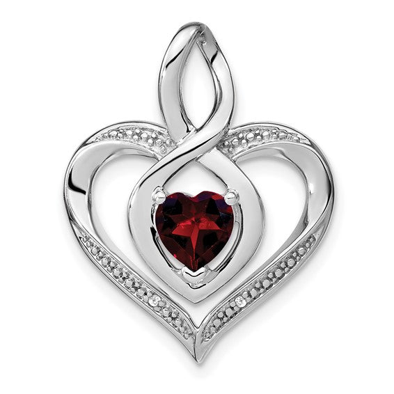 Sterling Silver Gemstone and Diamond Heart Infinity Pendants-PM4440-GA-001-SSA-Chris's Jewelry