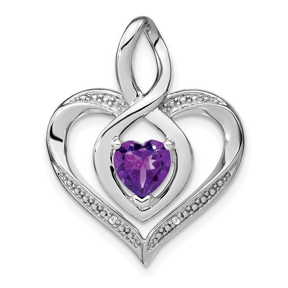 Sterling Silver Gemstone and Diamond Heart Infinity Pendants-PM4440-AM-001-SSA-Chris's Jewelry