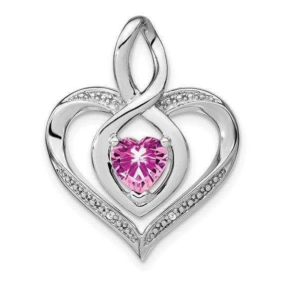 Sterling Silver Gemstone and Diamond Heart Infinity Pendants-PM4440-CPS-001-SSA-Chris's Jewelry