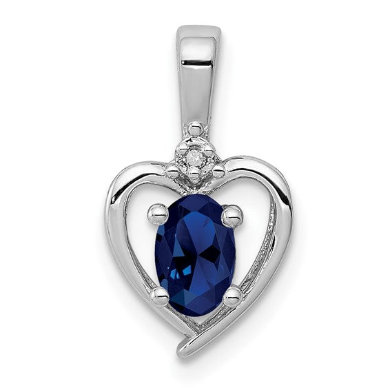 Sterling Silver Gemstone and Diamond Heart Pendants-QBPD19SEP-Chris's Jewelry