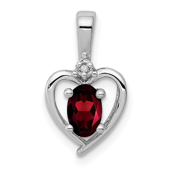Sterling Silver Gemstone and Diamond Heart Pendants-QBPD19JAN-Chris's Jewelry