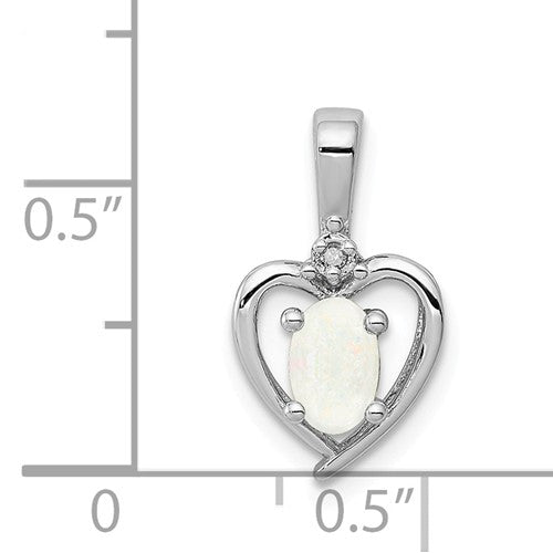 Sterling Silver Gemstone and Diamond Heart Pendants-Chris's Jewelry