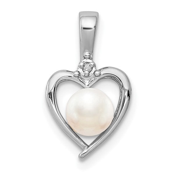 Sterling Silver Gemstone and Diamond Heart Pendants-QBPD19JUN-Chris's Jewelry
