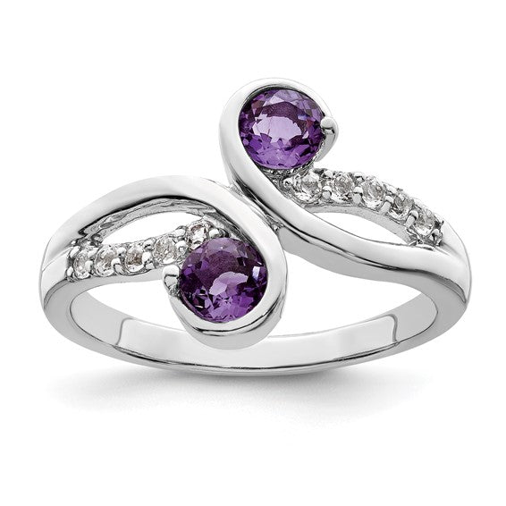 Sterling Silver Gemstone and White Topaz Swirl Rings-QR7413AM-6-Chris's Jewelry