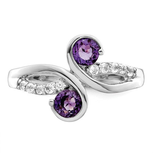 Sterling Silver Gemstone and White Topaz Swirl Rings-Chris's Jewelry
