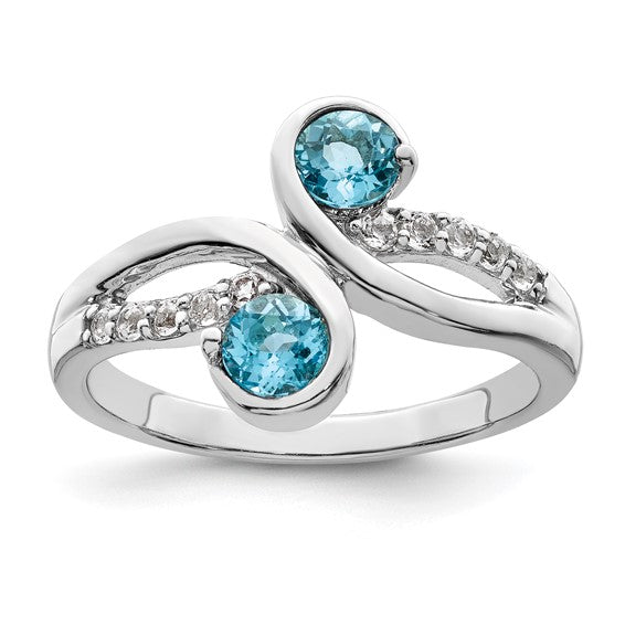 Sterling Silver Gemstone and White Topaz Swirl Rings-QR7413BT-6-Chris's Jewelry