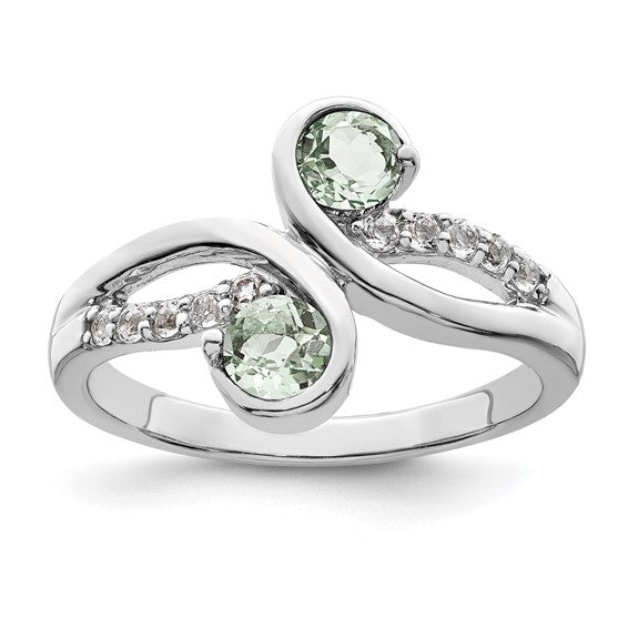 Sterling Silver Gemstone and White Topaz Swirl Rings-QR7413AG-6-Chris's Jewelry