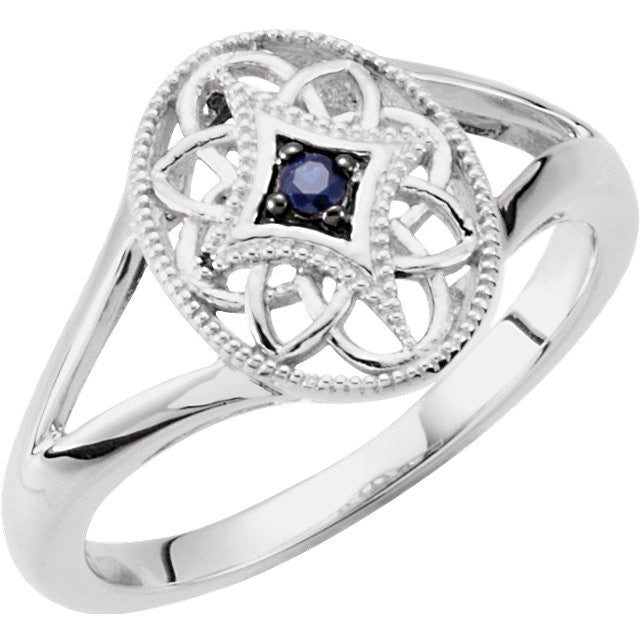 Sterling Silver Genuine Blue Sapphire Filigree Ring-Chris's Jewelry