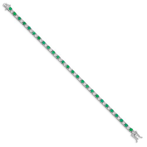Sterling Silver Genuine Emerald or Sapphire And White Topaz Tennis Bracelets-Chris's Jewelry