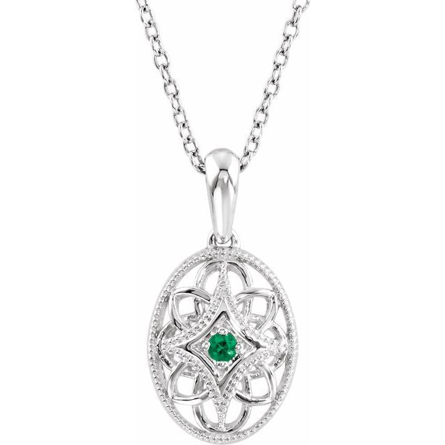 Sterling Silver Genuine Gemstone 18" Filigree Necklace-69715:103:P-Chris's Jewelry