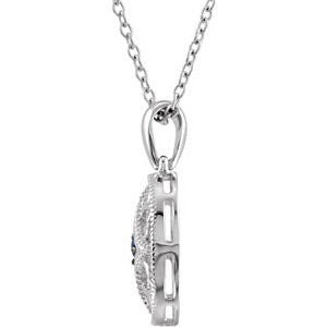 Sterling Silver Genuine Gemstone 18" Filigree Necklace-Chris's Jewelry