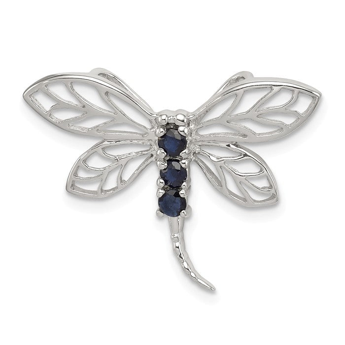 Sterling Silver Genuine Gemstone Dragonfly Slide Pendants-QDX862-Chris's Jewelry