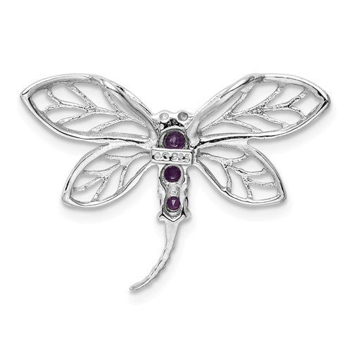 Sterling Silver Genuine Gemstone Dragonfly Slide Pendants-Chris's Jewelry
