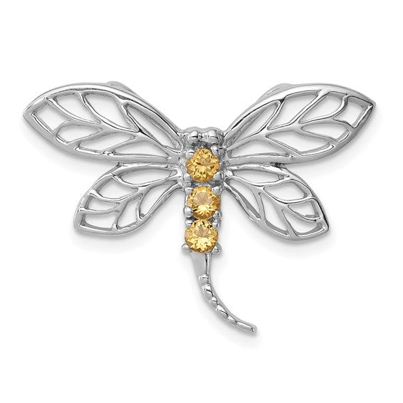 Sterling Silver Genuine Gemstone Dragonfly Slide Pendants-QDX764-Chris's Jewelry