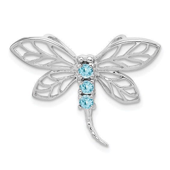 Sterling Silver Genuine Gemstone Dragonfly Slide Pendants-QDX517-Chris's Jewelry