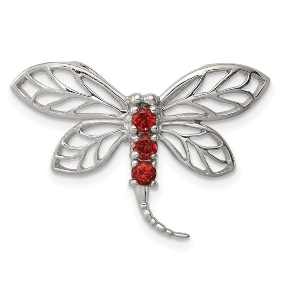Sterling Silver Genuine Gemstone Dragonfly Slide Pendants-QDX620-Chris's Jewelry