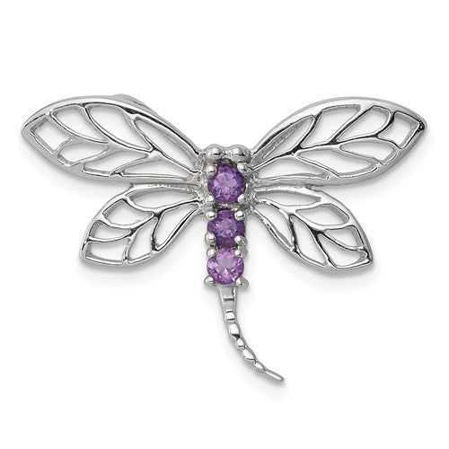 Sterling Silver Genuine Gemstone Dragonfly Slide Pendants-QDX376-Chris's Jewelry