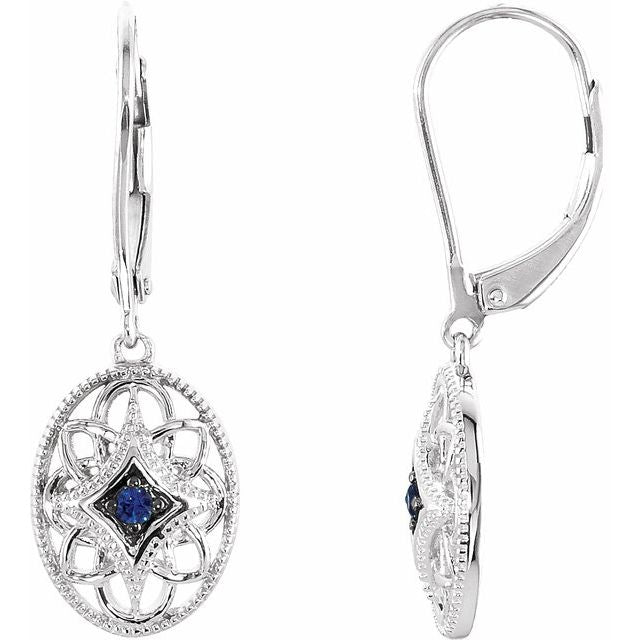 Sterling Silver Genuine Gemstone Filigree Lever Back Earrings-69707:101:P-Chris's Jewelry