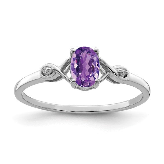 Sterling Silver Genuine Oval Gemstone and Diamond Ring-QR4505AM-6-Chris's Jewelry
