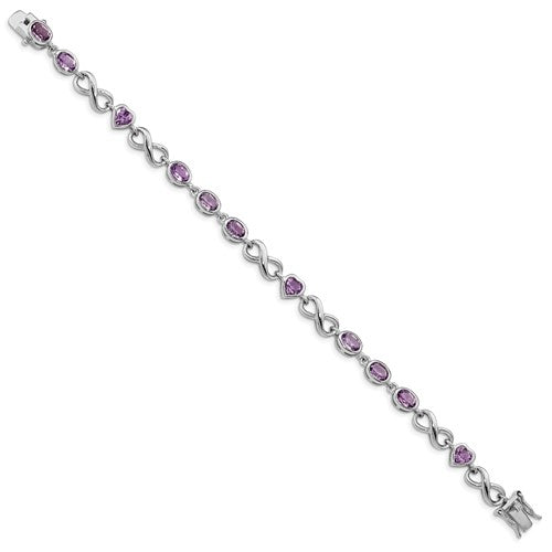 Sterling Silver Genuine Oval and Heart Gemstone Infinity Link Bracelets-Chris's Jewelry