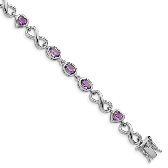 Sterling Silver Genuine Oval and Heart Gemstone Infinity Link Bracelets-Chris's Jewelry