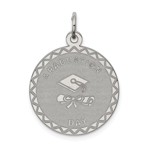 Sterling Silver Graduation Day Disc Charm 20mm - Engravable-QC2433-Chris's Jewelry