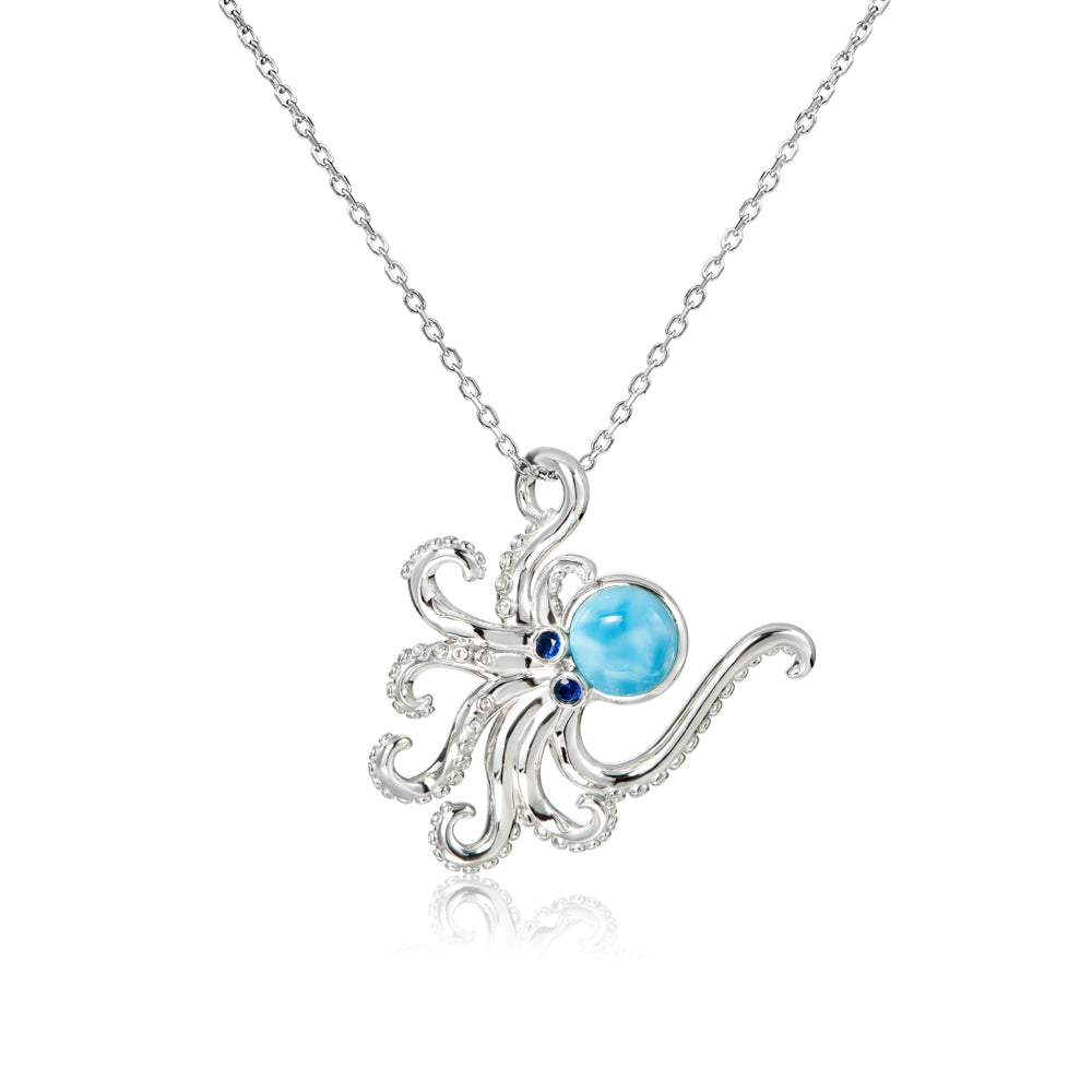 Sterling Silver Larimar Octopus Pendant by Alamea-1022-81-01-Chris's Jewelry