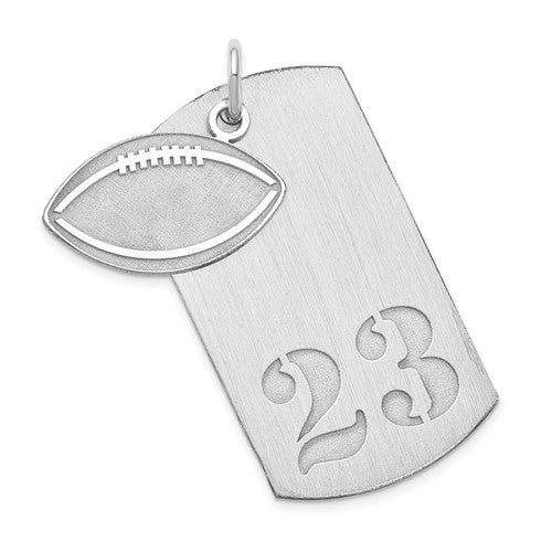 Sterling Silver Number 2-Piece Football Dogtag Pendant-QC7205-Chris's Jewelry