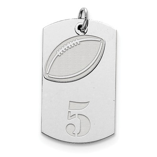 Sterling Silver Number 2-Piece Football Dogtag Pendant-QC7205-Chris's Jewelry