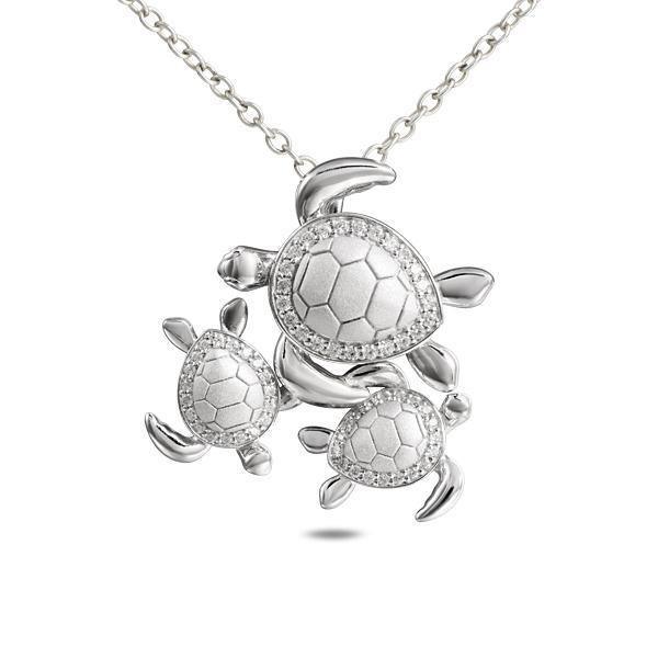 Sterling Silver Ohana Honu Turtle Pendant Necklace-858-11-01-Chris's Jewelry