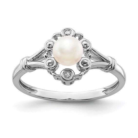 Sterling Silver Oval Gemstone & Diamond Birthstone Rings-QBR22JUN-5-Chris's Jewelry