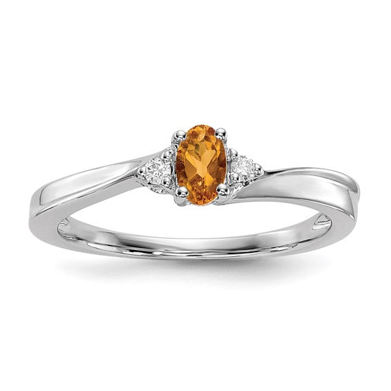 Sterling Silver Oval Gemstone & Diamond Birthstone Rings-QBR25NOV-6-Chris's Jewelry