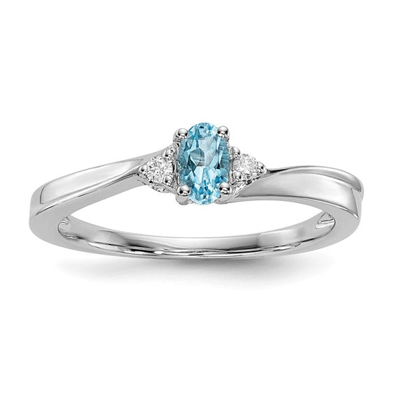 Sterling Silver Oval Gemstone & Diamond Birthstone Rings-QBR25DEC-6-Chris's Jewelry