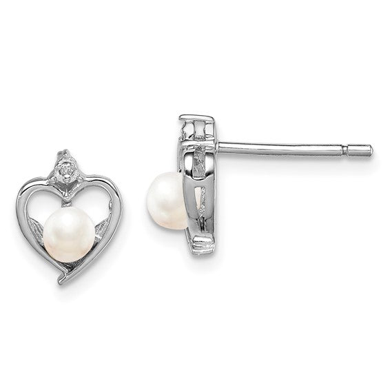 Sterling Silver Oval Gemstone & Diamond Heart Earrings-QBE19JUN-Chris's Jewelry