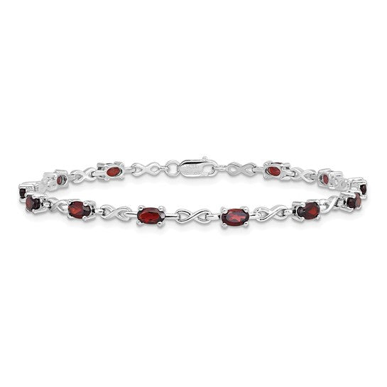 Sterling Silver Oval Gemstone Infinity Link Bracelets-QX840PE-Chris's Jewelry