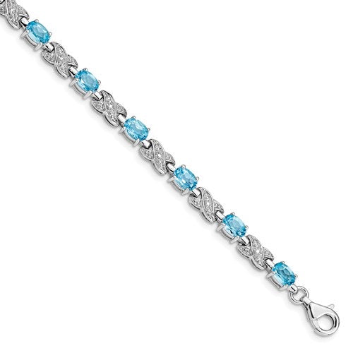 Sterling Silver Oval Gemstone Infinity Link Design Bracelets-Chris's Jewelry