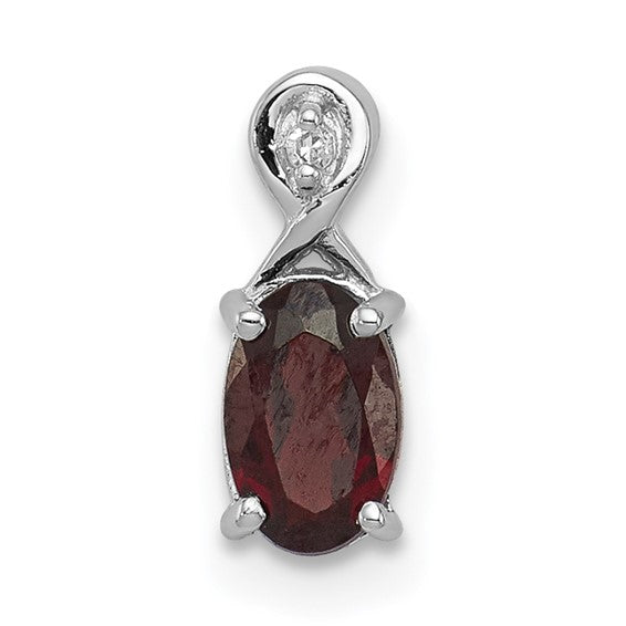Sterling Silver Oval Gemstone and Diamond Accent Pendants-QP2984GA-Chris's Jewelry
