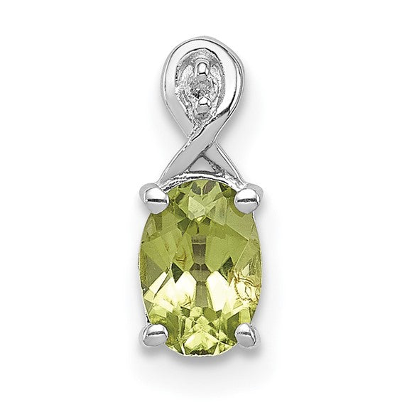 Sterling Silver Oval Gemstone and Diamond Accent Pendants-QP2984PE-Chris's Jewelry