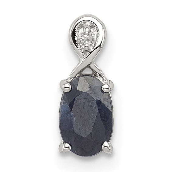 Sterling Silver Oval Gemstone and Diamond Accent Pendants-QP2984S-Chris's Jewelry