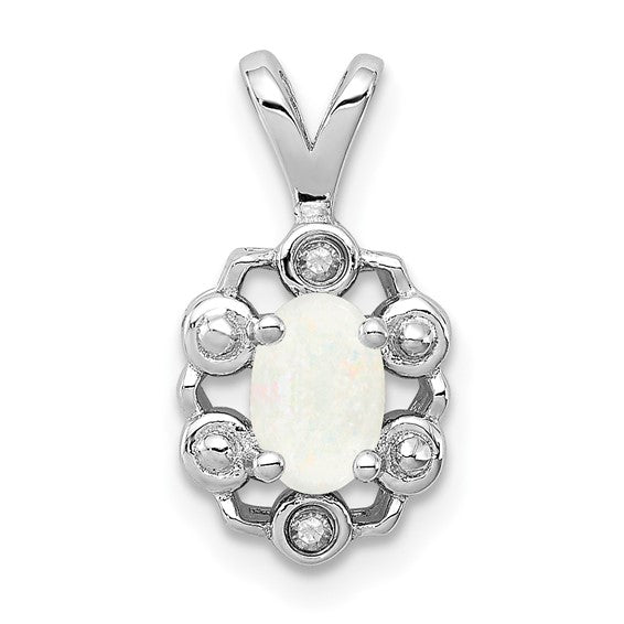 Sterling Silver Oval Gemstone and Diamond Pendants-QBPD22OCT-Chris's Jewelry