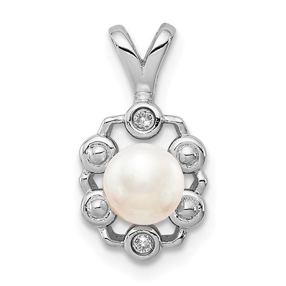 Sterling Silver Oval Gemstone and Diamond Pendants-QBPD22JUN-Chris's Jewelry