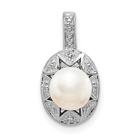 Sterling Silver Oval Gemstone and Diamond Pendants-QBPD10JUN-Chris's Jewelry