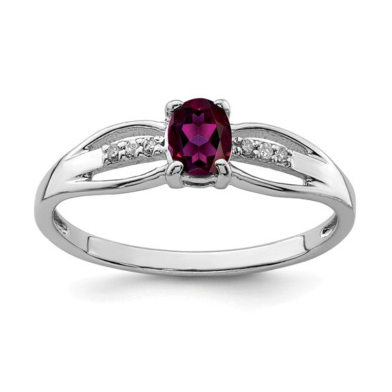 Sterling Silver Oval Gemstone and Diamond Rings-QR7064-JUN-6-Chris's Jewelry