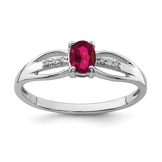 Sterling Silver Oval Gemstone and Diamond Rings-QR7064-JUL-6-Chris's Jewelry
