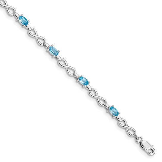 Sterling Silver Oval Gemstone with Infinity Links Bracelets-QX837BT-Chris's Jewelry