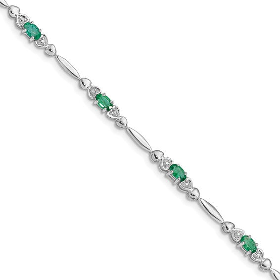 Sterling Silver Oval Genuine Gemstone And Diamond Bracelets-QX852E-Chris's Jewelry