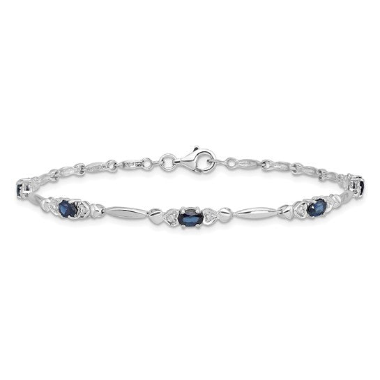 Sterling Silver Oval Genuine Gemstone And Diamond Bracelets-QX852S-Chris's Jewelry