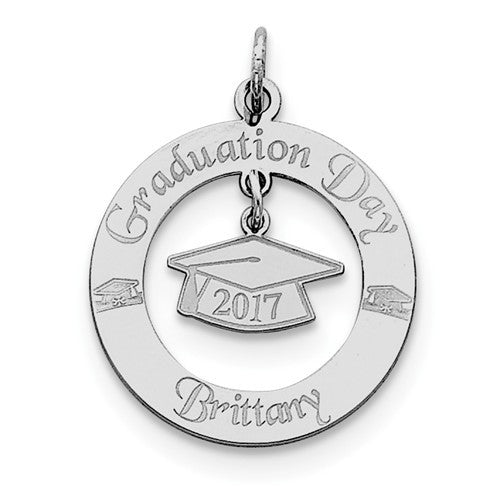 Sterling Silver Personalizable Any Year and Name Graduation Charm-QC7203-Chris's Jewelry