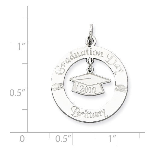Sterling Silver Personalizable Any Year and Name Graduation Charm-QC7203-Chris's Jewelry