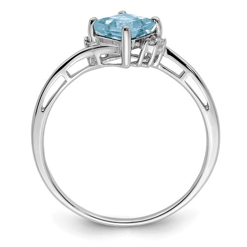 Sterling Silver Princess Square Genuine Gemstone & Diamond Rings-Chris's Jewelry